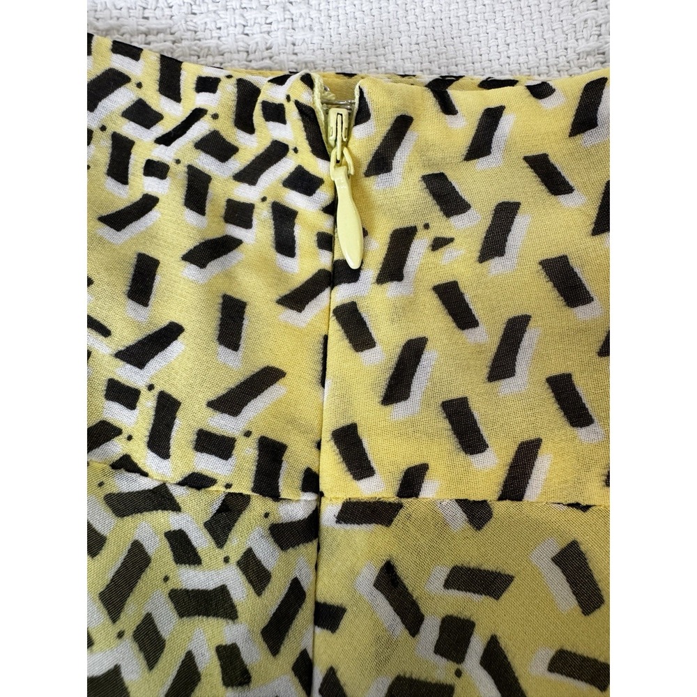 INC International Concepts Skirt Flowy Size 12‎ Yellow Geometric A-Line Lined - Picture 7 of 8